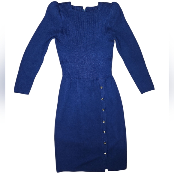 St. John Vintage 80's  Midi Navy Dress Size Small - Picture 1 of 4